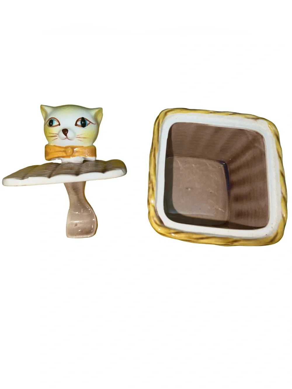 Vintage Tilso pixie cat head mustard jar